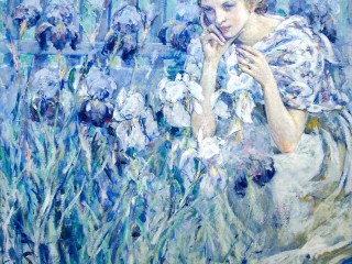 parmi les fleurs, tout bleu,