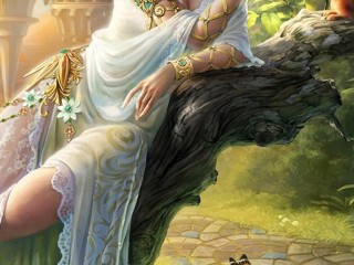 Art-fantasy-girl-feeding-squirrel-in-garden_640x1136_iPhone_5_wallpaper