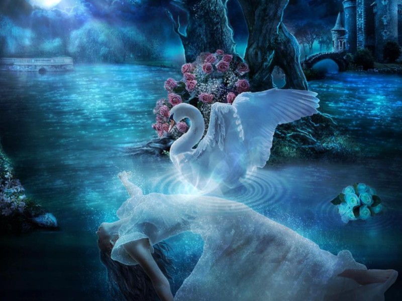 swan-lake-night-blue-moon-flower-lady-desktop-wallpaper-hd-1600x1200